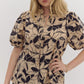*Plus Size Floral Print V-Neck Top