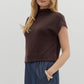Solid knit mock neck pullover top