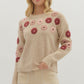 Floral embroidered long sleeve sweater