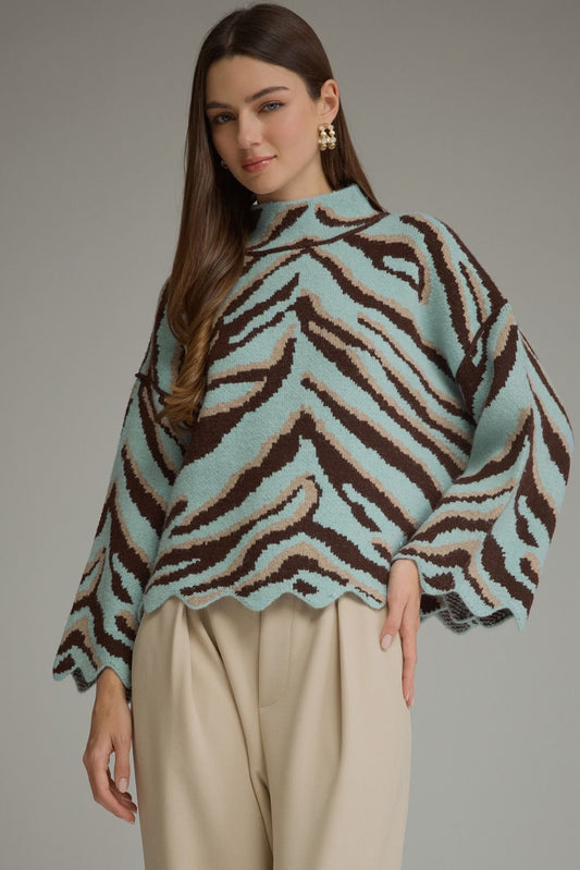 Animal print long sleeve knit top