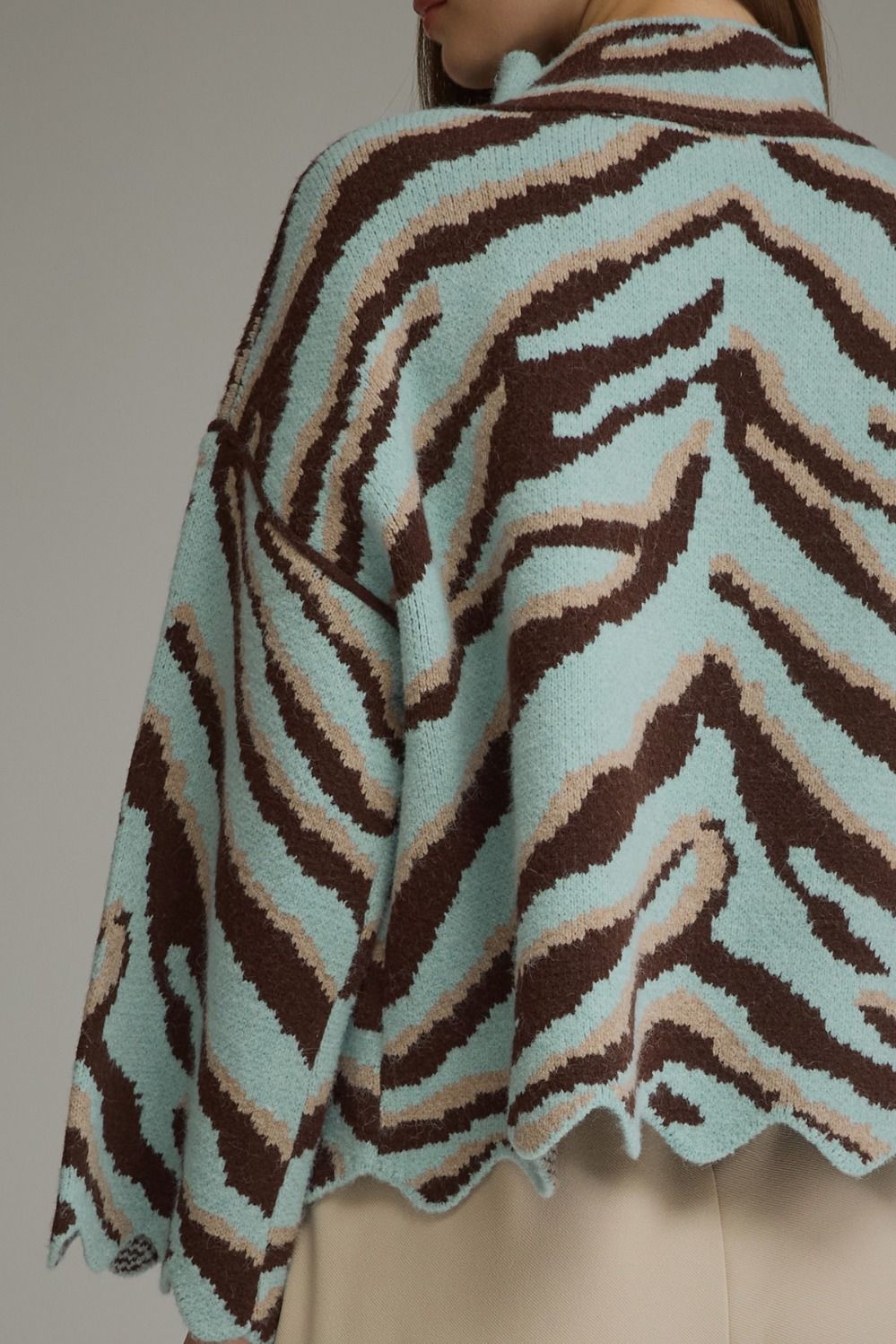 Animal print long sleeve knit top