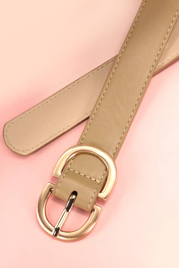 DOUBLE D BUCKLE FAUX LEATHER BELT - TAN