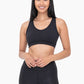 BRONZE - NEWPORT CUTOUT OVERLAY BACK PERFORMACE SPORT BRA - BLACK