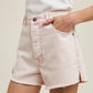 BUBBLEGUM COTTON DENIIM SHORTS WITH DISTRESSED DETAIL