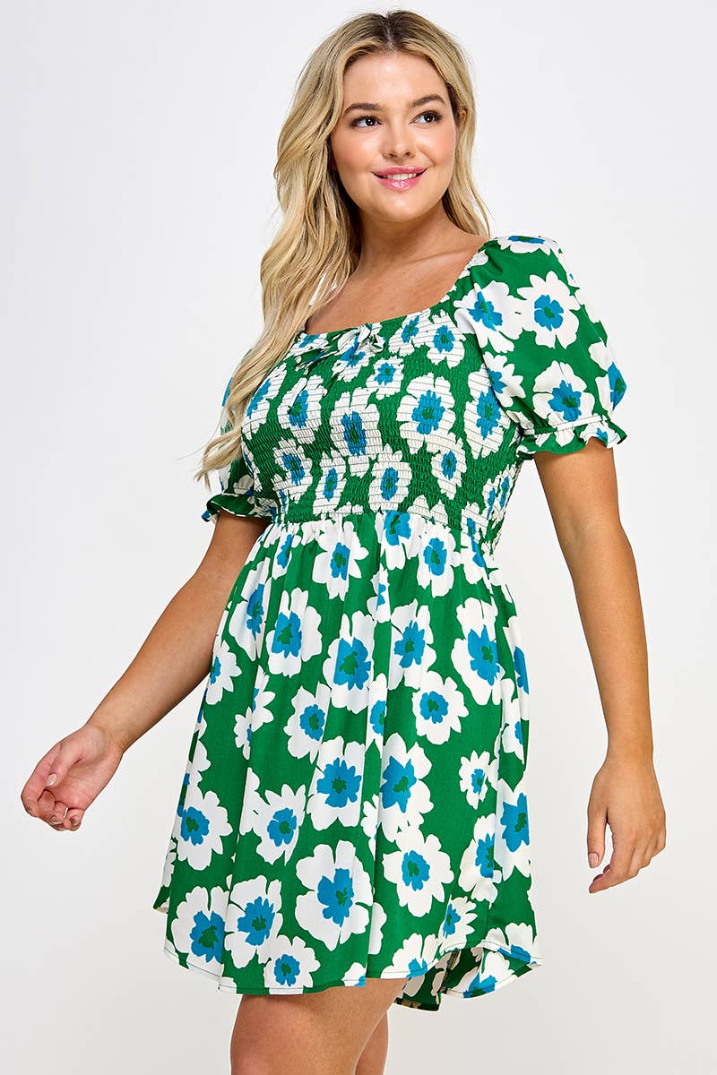 Plus Size Smocked Babydoll Dress - SS2440P-D