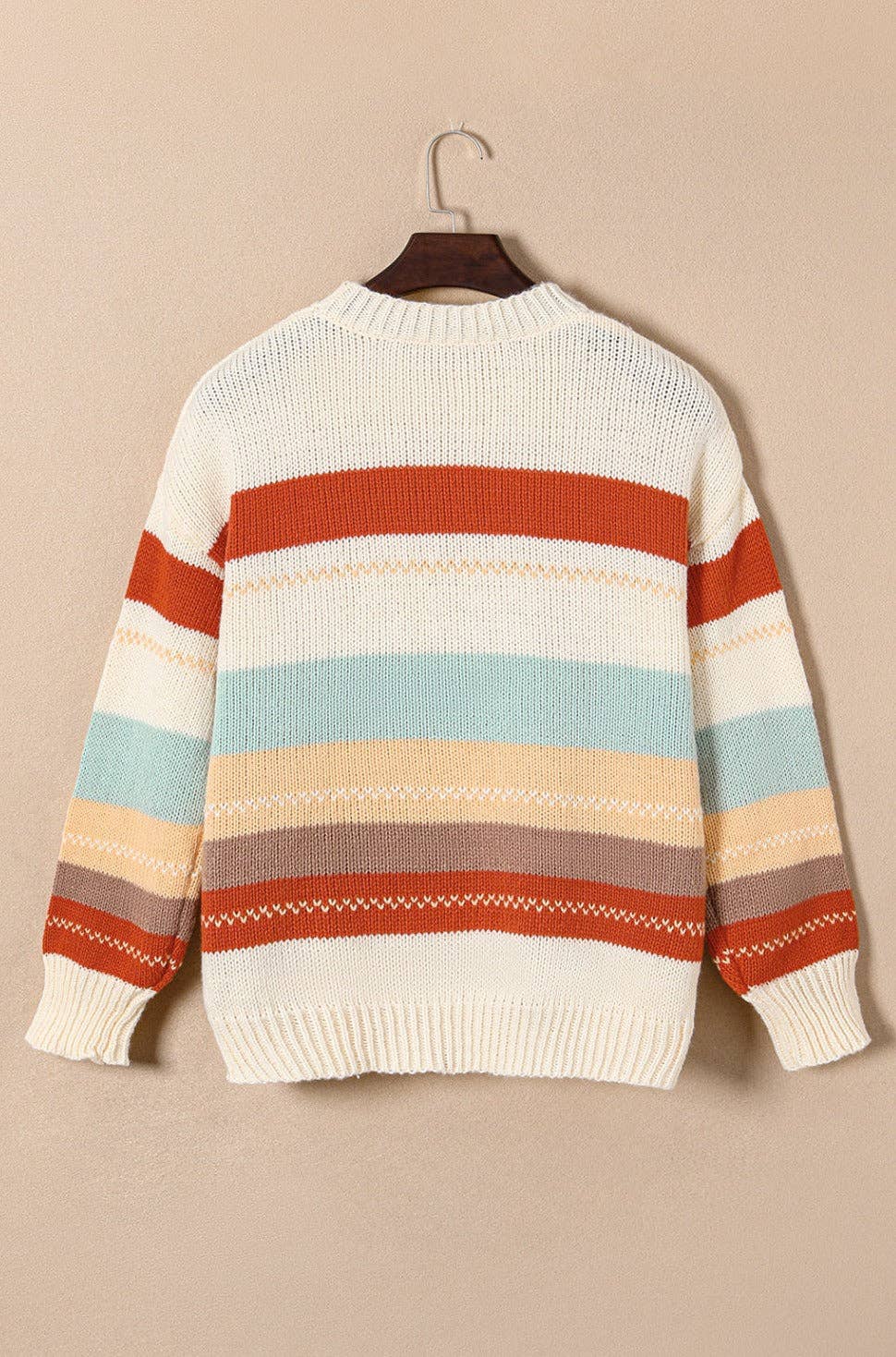 Colorblock Stripe Crew Neck Sweater