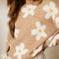 Flower Pattern Sleeve Puff Sweater