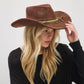 Distressed Fabric Band Cowgirl Fedora Hat