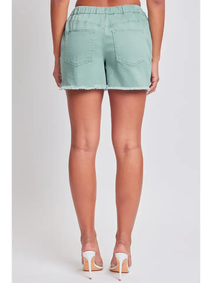 YMI FRAYED HEM PULL-ON SHORTS