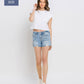 PLUS SIZE MID RISE RAW DISTRESSED HEM SHORTS