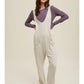 ECRU KNIT OPEN BACK JUMPSUIT WITH POCKETS