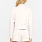 CROPPED MOCK NECK ZIP UP JACKET - PALE GREY