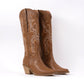 *NATALIE TRI-COLOR EMBROIDERY WESTERN BOOTS - HAZEL