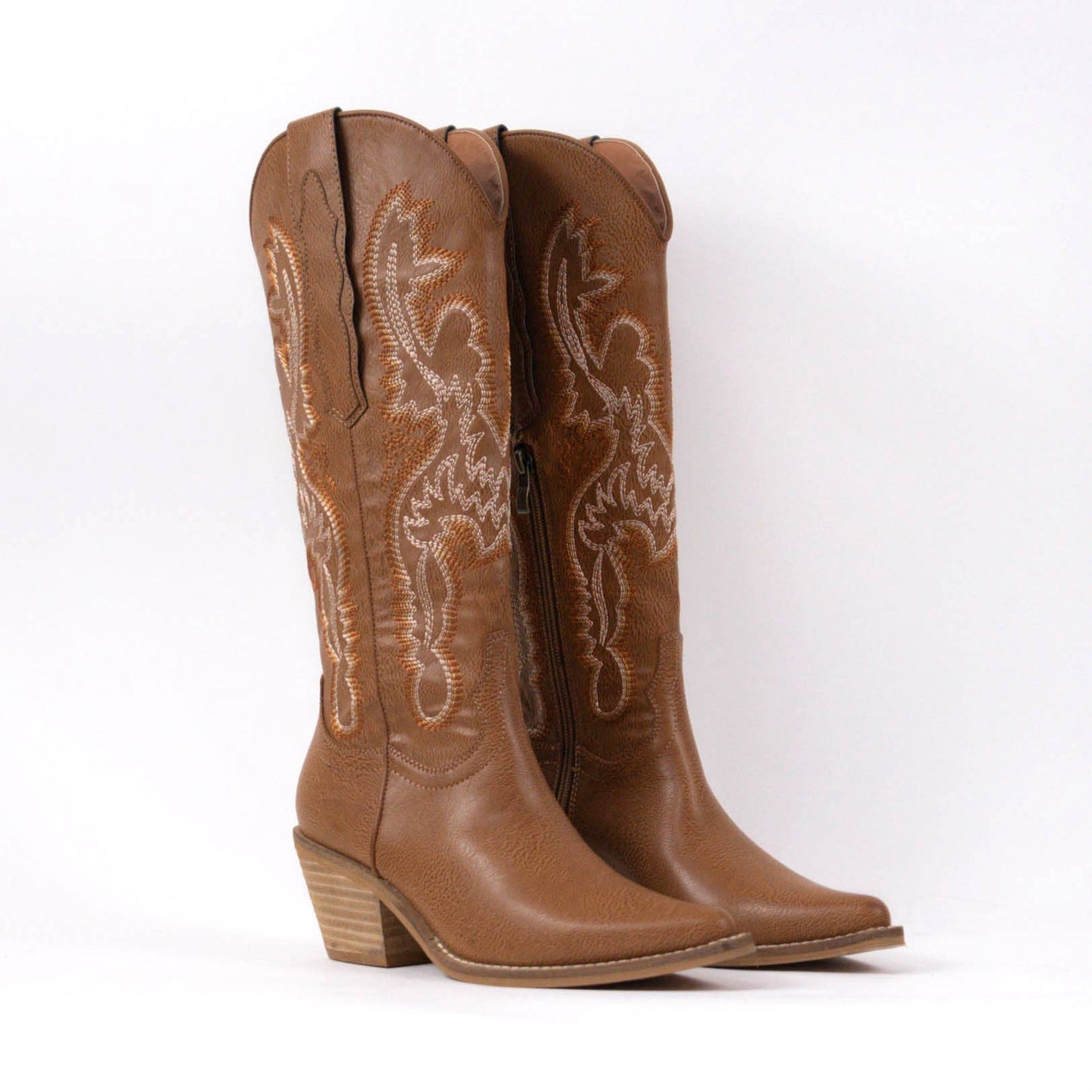 *NATALIE TRI-COLOR EMBROIDERY WESTERN BOOTS - HAZEL