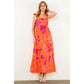 THML Tie Strap Floral Print Maxi Dress
