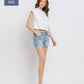 PLUS SIZE MID RISE RAW DISTRESSED HEM SHORTS