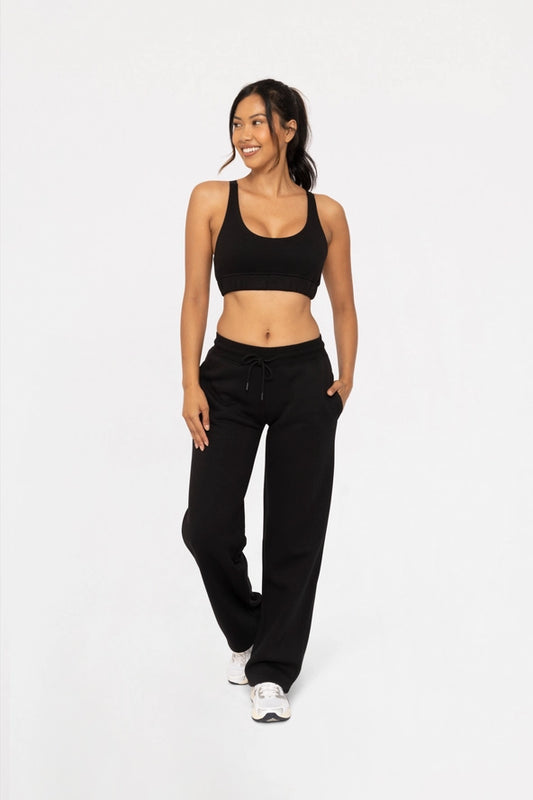 Cotton Blend Sweat Pants - BLACK