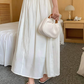 *Ivory Mini Wood Handle Purse Crossbody Bag (Curve Bottom)