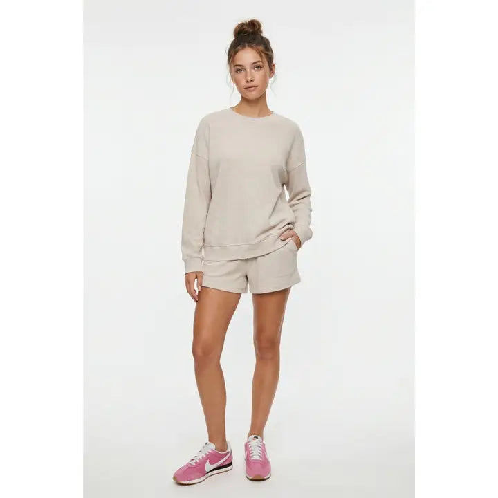 STRIPED SET TAUPE/WHITE