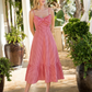 Large Bow Gingham Midi Dress