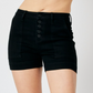 JUDY BLUE HIGH WAISTED BUTTON FLY TROUSE SHORTS - BLACK