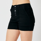 JUDY BLUE HIGH WAISTED BUTTON FLY TROUSE SHORTS - BLACK