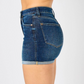 JUDY BLUE - HIGH WAIST TUMMY CONTROL DENIM SHORTS - DARK