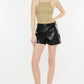 *KANCAN - HIGH RISE FAUX LEATHER BLACK SHORTS