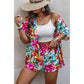 *Plus Size Floral Print Open Front Shorts Set