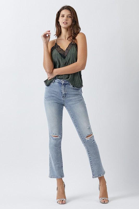 RISEN - HIGH RISE CROP FLARE JEANS