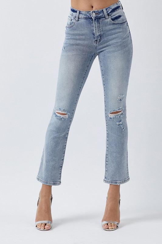 RISEN - HIGH RISE CROP FLARE JEANS