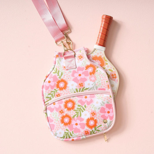 Pickleball Paddle Case - Beyond Blooms Pink Orange